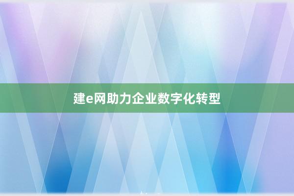 建e网助力企业数字化转型